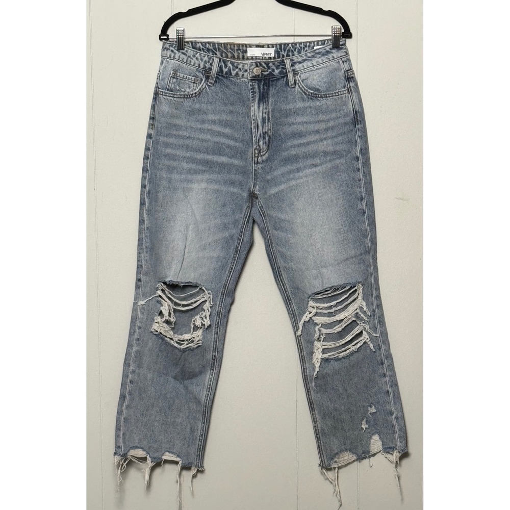 Vervet Los Angeles High Rise Distressed Straight Leg Jeans Light Wash Size 30